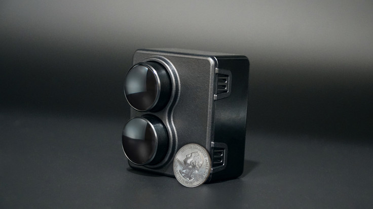 MicroVision test vehicle parking on a bridge.